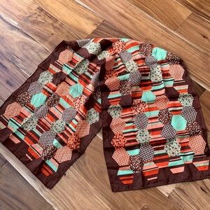 Vintage Retro Geometric Colorful Hippie 70s Japanese Hand Rolled Scarf Wrap